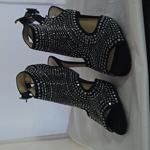 INC black stud embellished sandals
